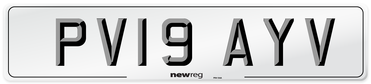 PV19 AYV Number Plate from New Reg